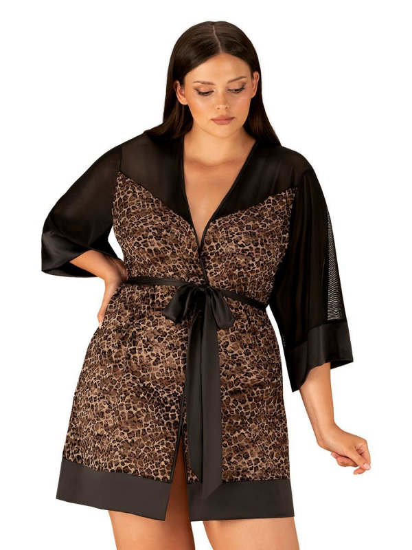rundvlees raken Stal Allunes peignoir zwart-leo Maat Plus - Nachtmode - Kimono | Ladywear  Exclusieve Lingerie